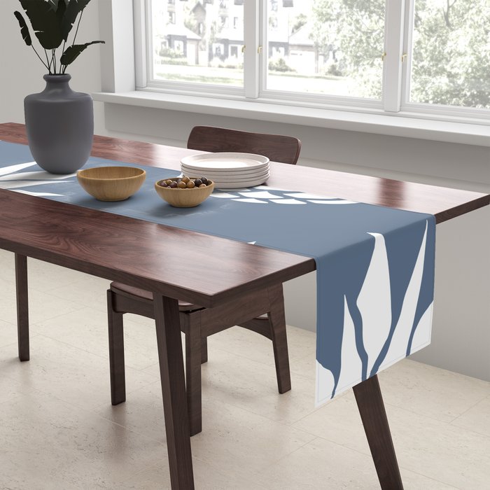 Festive, Tropical, Pineapples, Blue and White Table Runner Gallery Image 2