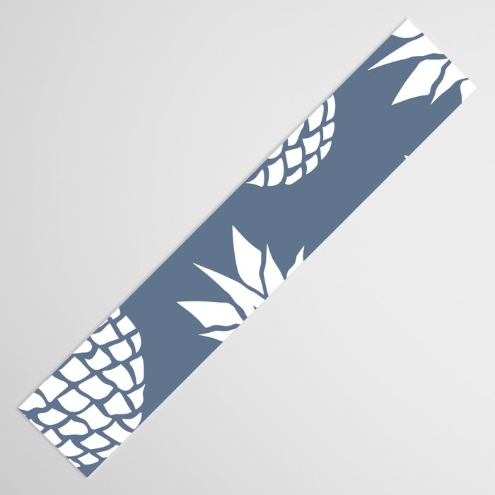 Festive, Tropical, Pineapples, Blue and White Table Runner Gallery Image 3