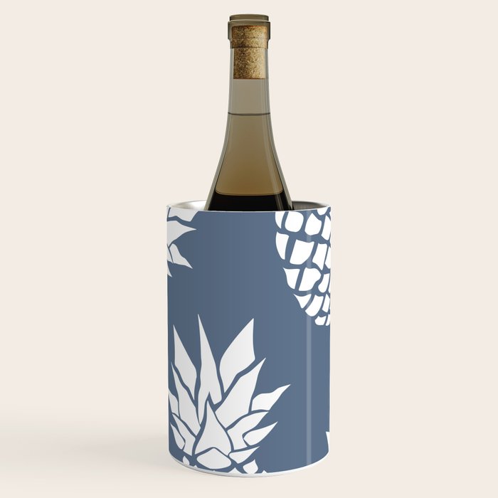 Festive, Tropical, Pineapples, Blue and White Wine Chiller Gallery Image 1