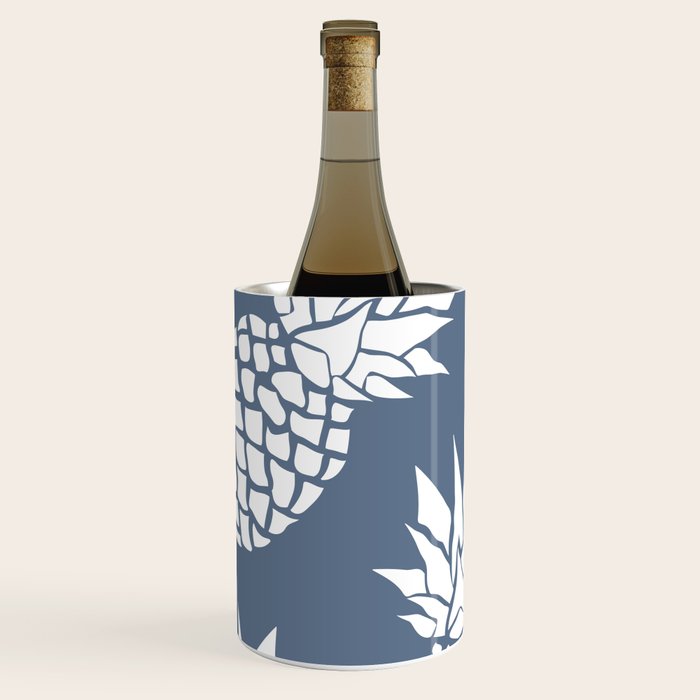 Festive, Tropical, Pineapples, Blue and White Wine Chiller Gallery Image 2