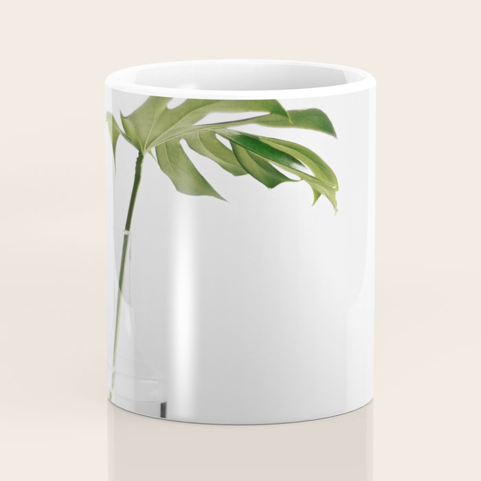 Single Monstera Leaf In Clear Glass Zen Minimalist House Plant Photo Coffee Mug Gallery Image 4