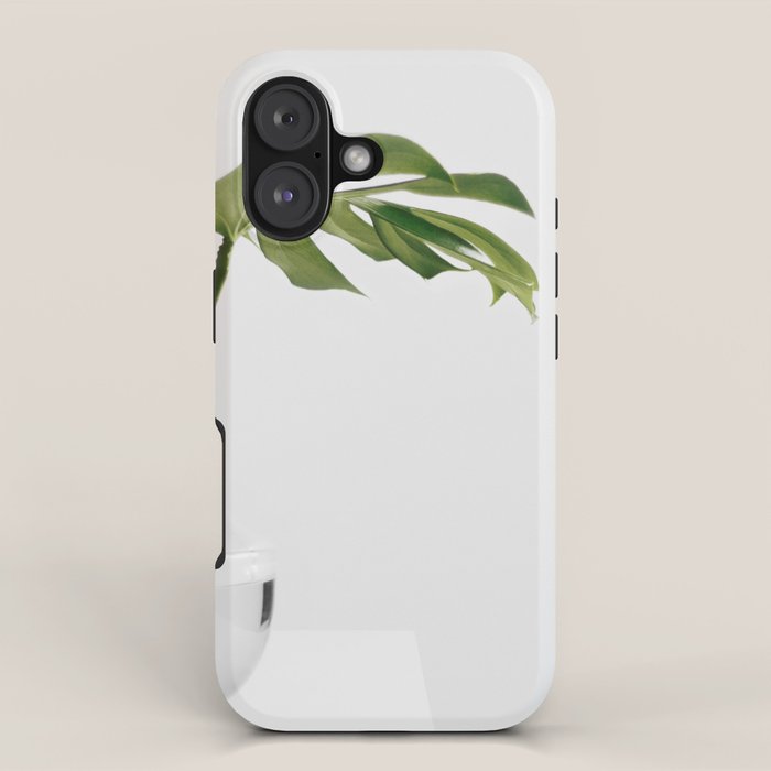 Single Monstera Leaf In Clear Glass Zen Minimalist House Plant Photo iPhone Case Gallery Image 1