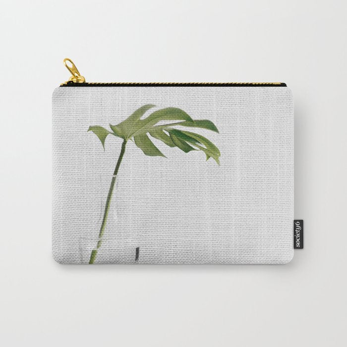 Single Monstera Leaf In Clear Glass Zen Minimalist House Plant Photo Carry All Pouch Gallery Image 1