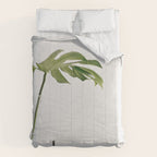 Single Monstera Leaf In Clear Glass Zen Minimalist House Plant Photo Comforter Gallery Image 6
