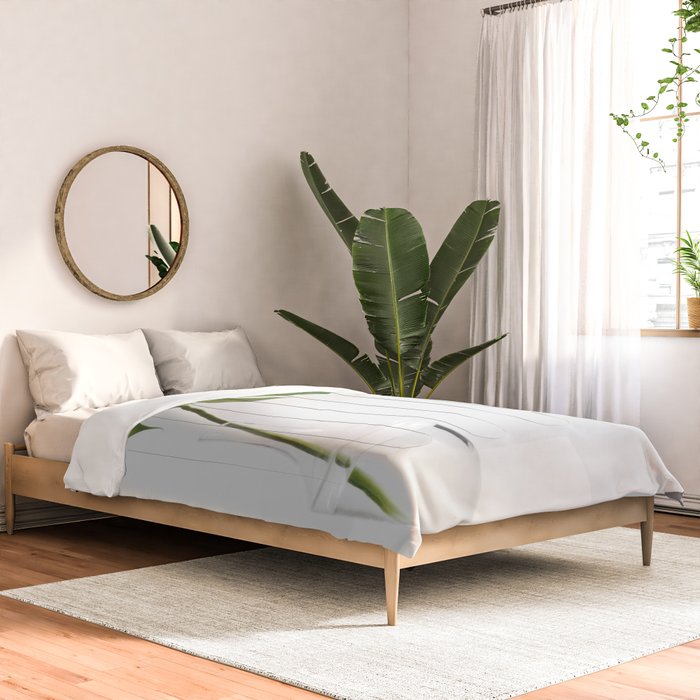 Single Monstera Leaf In Clear Glass Zen Minimalist House Plant Photo Comforter Gallery Image 2