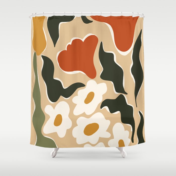 RETRO BOLD flowers  Shower Curtain Gallery Image 1
