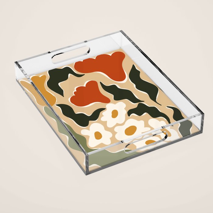 RETRO BOLD flowers  Acrylic Tray Gallery Image 1