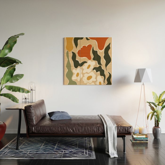 RETRO BOLD flowers  Wood Wall Art Gallery Image 2
