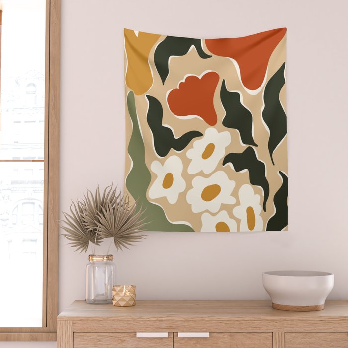 RETRO BOLD flowers  Wall Tapestry Gallery Image 2