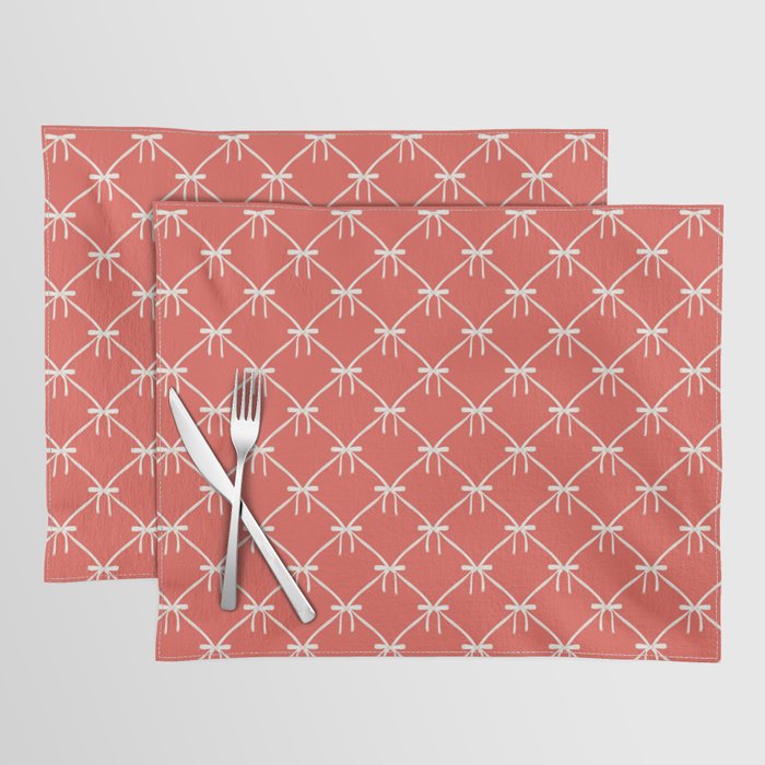 Bows & Ribbons Pattern XIII Bright Red Placemat Gallery Image 1