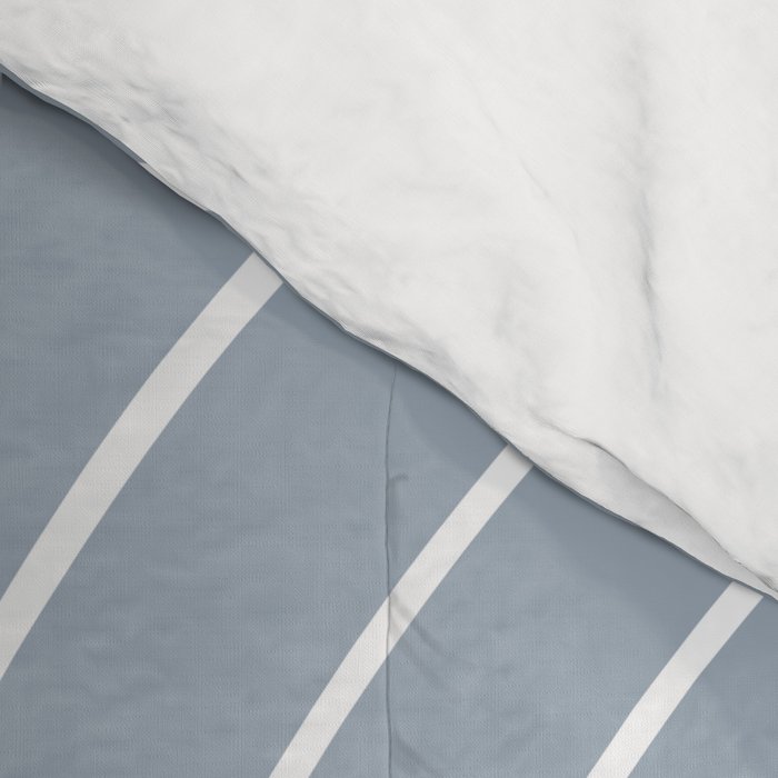 Minimal Line Curvature LXXVII Natural Blue Mid Century Modern Arch Abstract Comforter Gallery Image 4