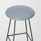 Minimal Line Curvature LXXVII Natural Blue Mid Century Modern Arch Abstract Stool Gallery Image 2