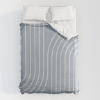 Minimal Line Curvature LXXVII Natural Blue Mid Century Modern Arch Abstract Duvet Cover Gallery Image 6