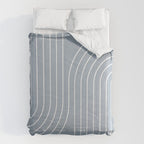Minimal Line Curvature LXXVII Natural Blue Mid Century Modern Arch Abstract Comforter Gallery Image 6