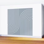 Minimal Line Curvature LXXVII Natural Blue Mid Century Modern Arch Abstract Wall Mural Gallery Image 2