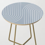 Minimal Line Curvature LXXVII Natural Blue Mid Century Modern Arch Abstract Side Table Gallery Image 2