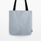 Minimal Line Curvature LXXVII Natural Blue Mid Century Modern Arch Abstract Tote Bag Gallery Image 1