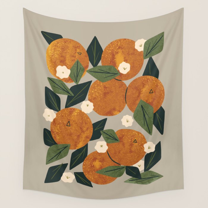 Orange Bouquet Wall Tapestry Gallery Image 4