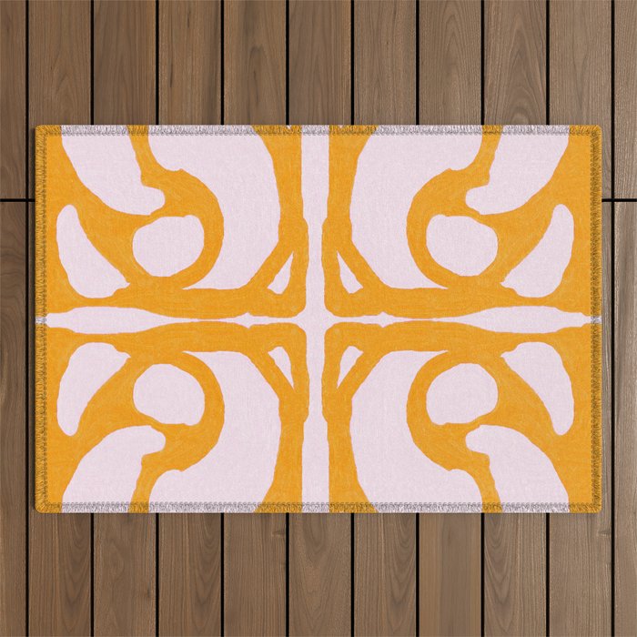 Abstract in Yellow and Cream Outdoor Rug Gallery Image 1