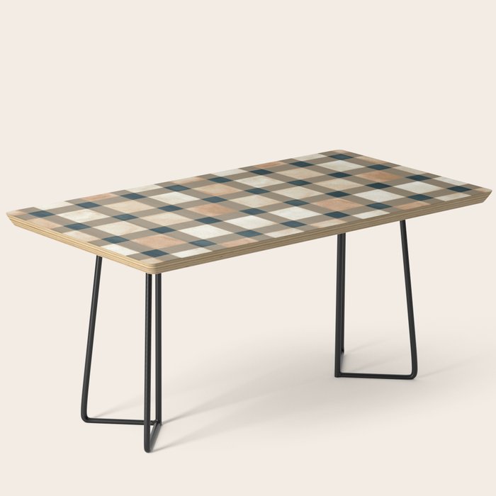 Cozy heirloom Rustic plaid Geometric Gold Navy Coffee Table Gallery Image 1