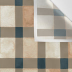 Cozy heirloom Rustic plaid Geometric Gold Navy Wall Tapestry Gallery Image 3