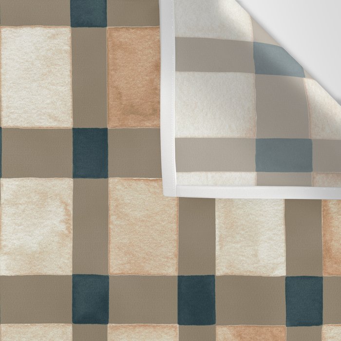 Cozy heirloom Rustic plaid Geometric Gold Navy Wall Tapestry Gallery Image 3