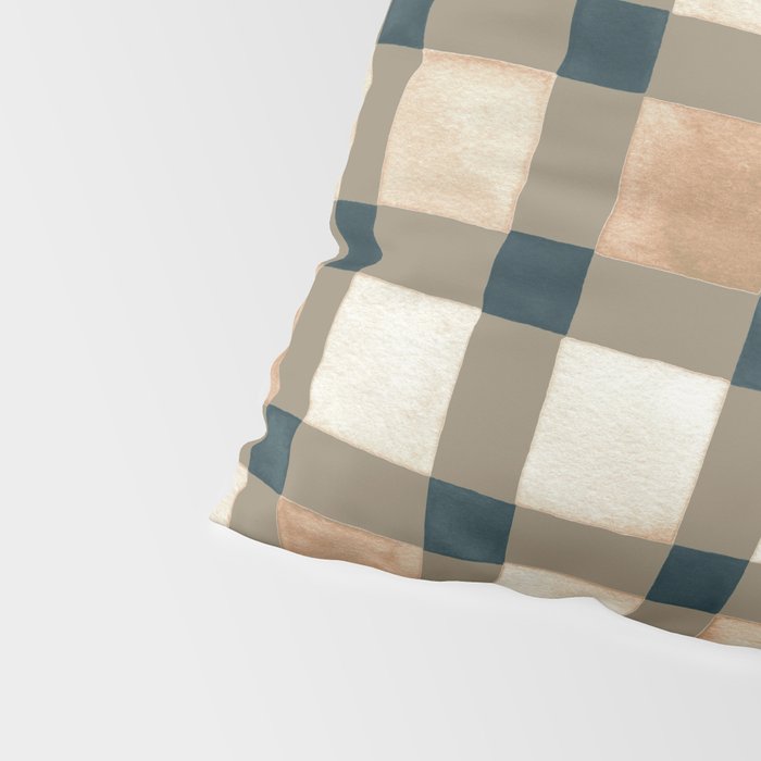 Cozy heirloom Rustic plaid Geometric Gold Navy Pillow Sham Gallery Image 4