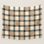 Cozy heirloom Rustic plaid Geometric Gold Navy Wall Tapestry Gallery Image 4