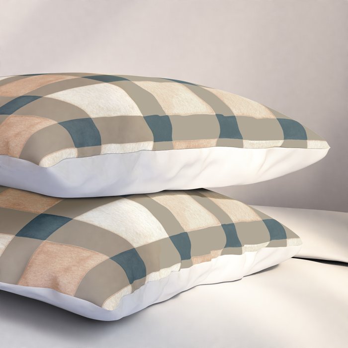 Cozy heirloom Rustic plaid Geometric Gold Navy Pillow Sham Gallery Image 3