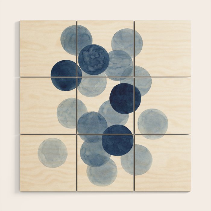 Indigo Ombre Circles Wood Wall Art Gallery Image 1