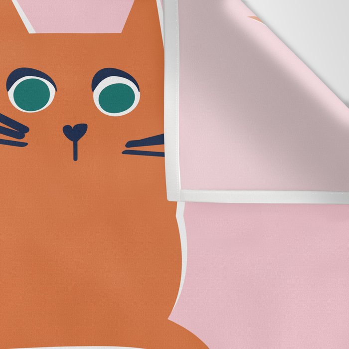 One more chapter // pastel pink background orange tabby cat striped mug with plants fuchsia pink and green books  Wall Tapestry Gallery Image 3