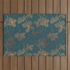 Copper Art Deco Flowers on Emerald  Outdoor Rug Gallery Image 1