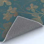 Copper Art Deco Flowers on Emerald  Rug Gallery Image 4