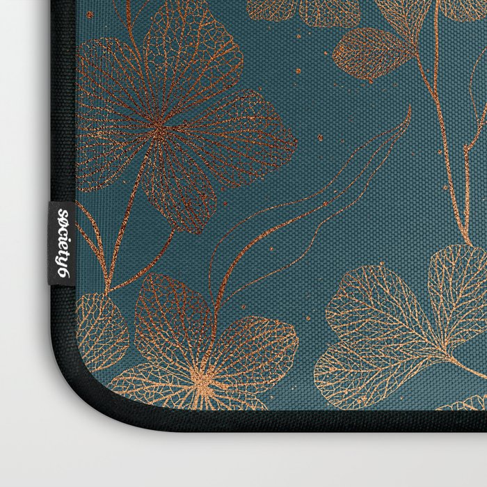 Copper Art Deco Flowers on Emerald  Laptop Sleeve Gallery Image 3