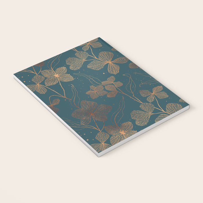 Copper Art Deco Flowers on Emerald  Notebook Gallery Image 3
