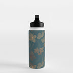 Copper Art Deco Flowers on Emerald  Water Bottle Gallery Image 3