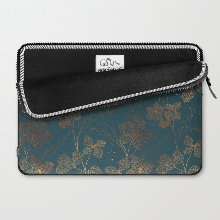 Copper Art Deco Flowers on Emerald  Laptop Sleeve Gallery Image 2