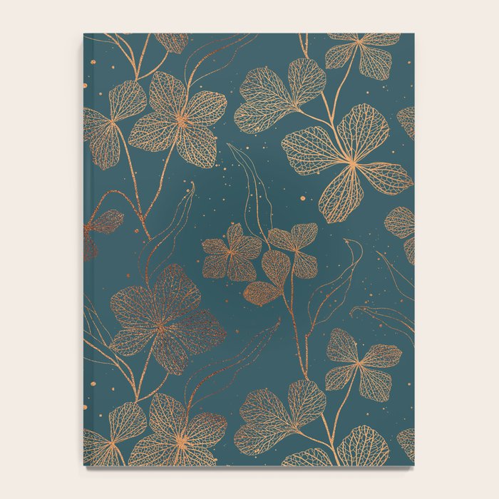 Copper Art Deco Flowers on Emerald  Notebook Gallery Image 4