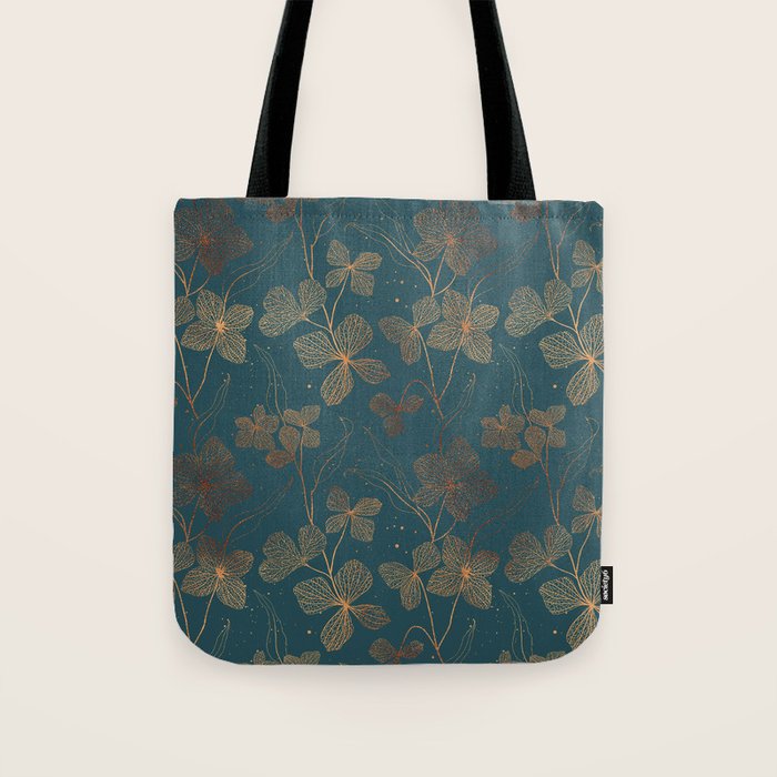 Copper Art Deco Flowers on Emerald  Tote Bag Gallery Image 1
