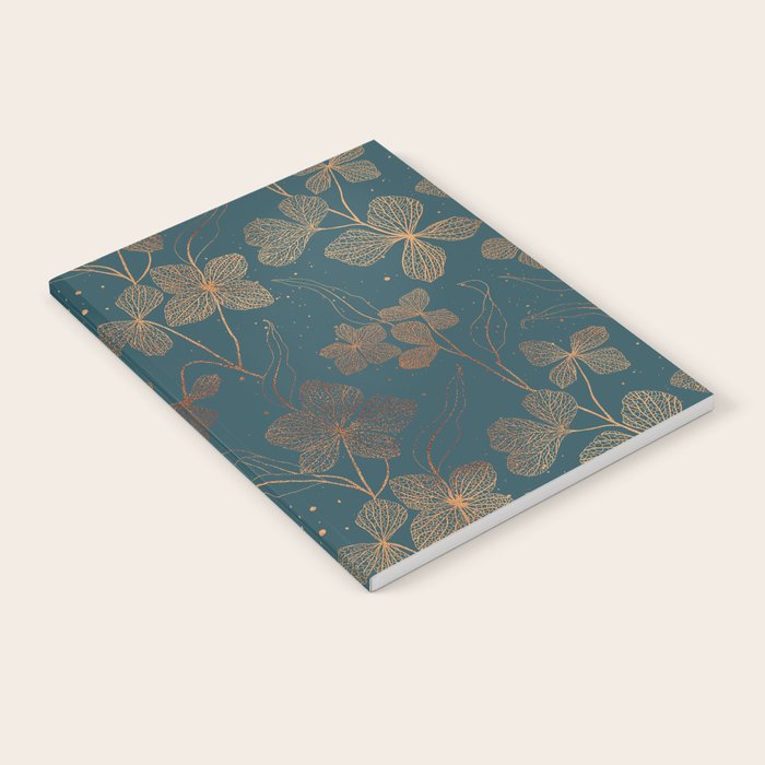 Copper Art Deco Flowers on Emerald  Notebook Gallery Image 2