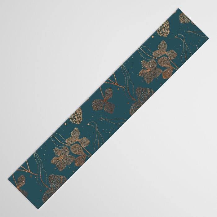 Copper Art Deco Flowers on Emerald  Table Runner Gallery Image 3