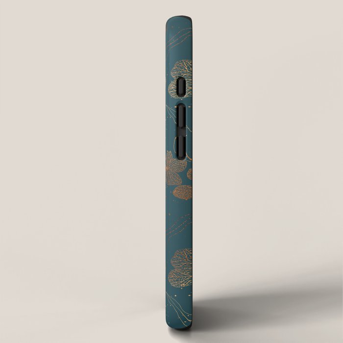 Copper Art Deco Flowers on Emerald  iPhone Case Gallery Image 2