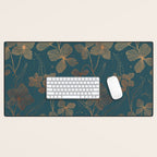 Copper Art Deco Flowers on Emerald  Desk Mat Gallery Image 1