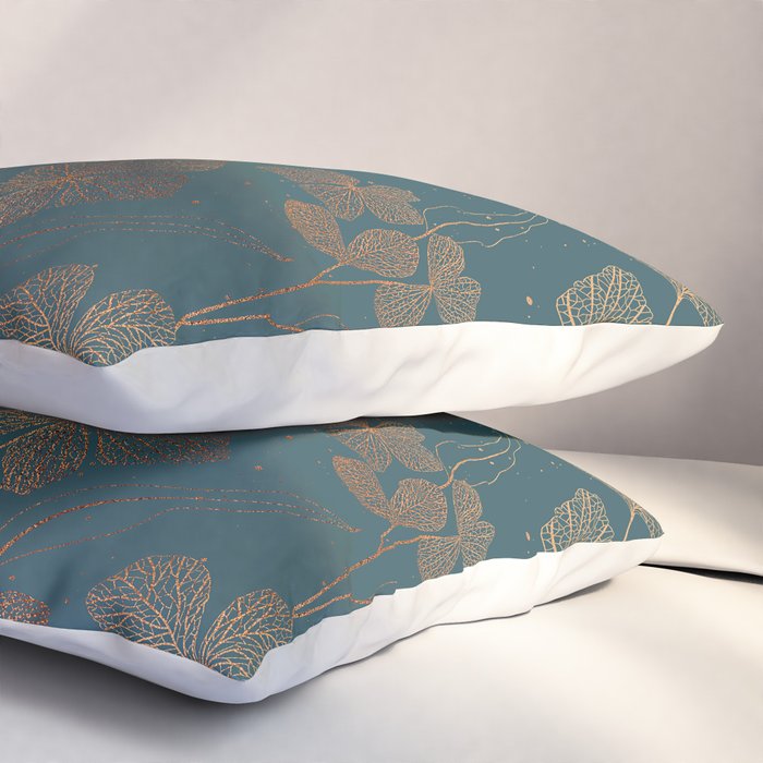 Copper Art Deco Flowers on Emerald  Pillow Sham Gallery Image 3