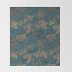 Copper Art Deco Flowers on Emerald  Throw Blanket Gallery Image 2