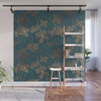 Copper Art Deco Flowers on Emerald  Wall Mural Gallery Image 1
