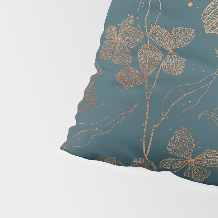 Copper Art Deco Flowers on Emerald  Pillow Sham Gallery Image 4