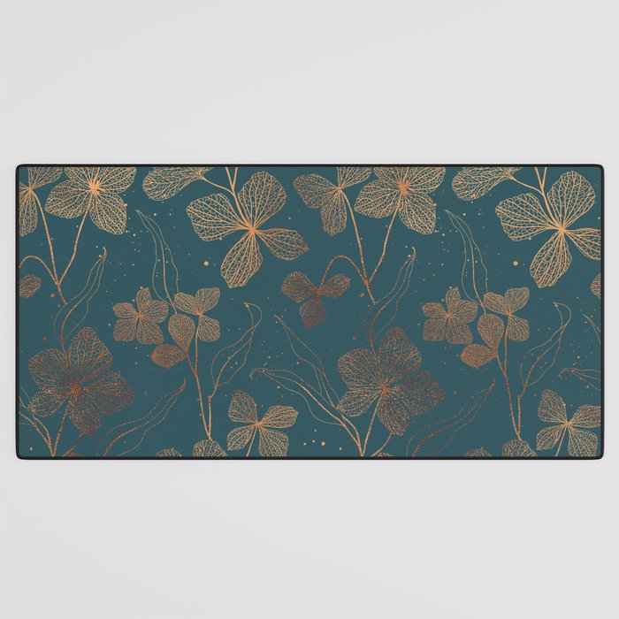 Copper Art Deco Flowers on Emerald  Desk Mat Gallery Image 3