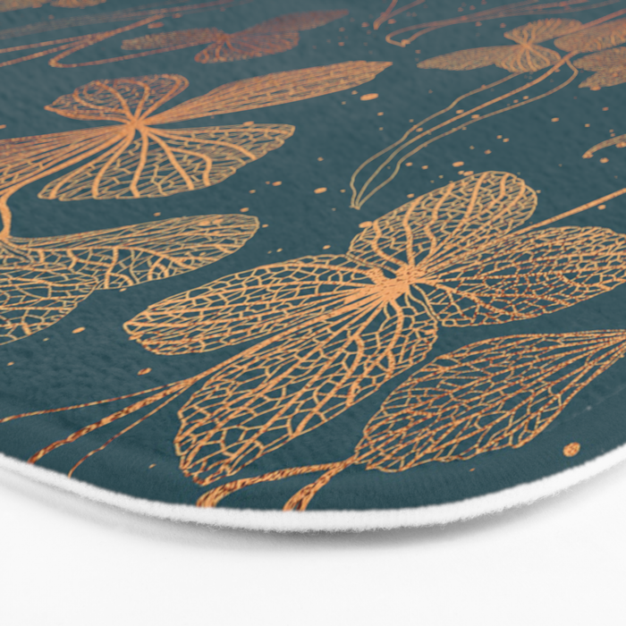 Copper Art Deco Flowers on Emerald  Bath Mat Gallery Image 3