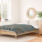 Copper Art Deco Flowers on Emerald  Duvet Cover Gallery Image 2